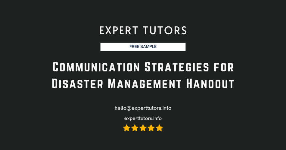 Communication Strategies for Disaster Management Handout